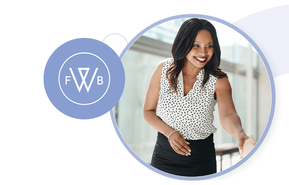 woman shaking hand in circle